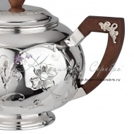 Чайник серебряный с деревянной ручкой на 550 мл , арт №6340
