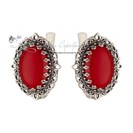 Серьги серебряные с кораллом