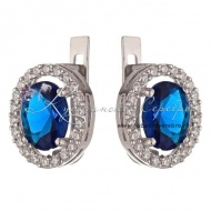 Серьги из серебря с синим камнем 6816/3